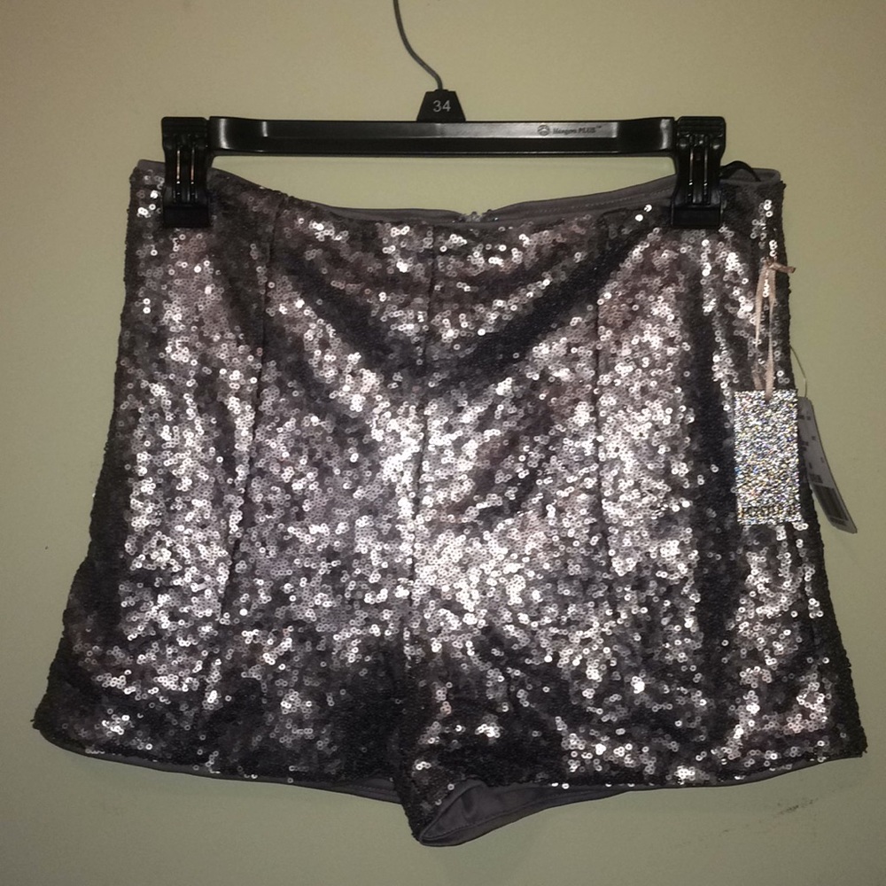 Silver Sequin Shorts